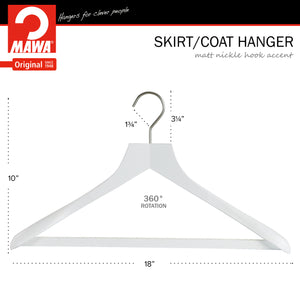 Metropolis Series, Bodyform Wide Shoulder Coat Hanger with Pant Bar, Profi 45SV/HRS, White, Silver Hook