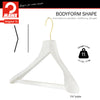 Metropolis Series, Bodyform Wide Shoulder Coat Hanger with Pant Bar, Profi 45/SV/HRS, White, Gold Hook