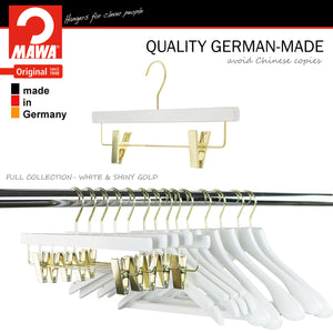 Metropolis Series, Pant & Skirt Hanger with Adjustable Clips, Trend 40D, White, Gold Hook