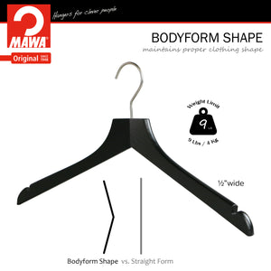 Metropolis Series, Bodyform Shirt with Shoulder Notches Hanger, Profi 45RE, Black, Silver Hook
