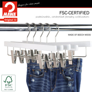 Metropolis Series, Pant & Skirt Hanger with Adjustable Clips, Trend 40D, White, Silver Hook