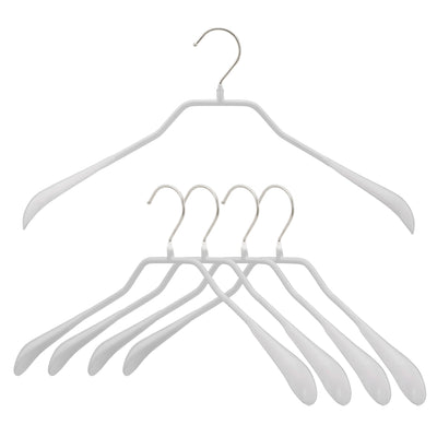BodyForm Series- Steel Coated Hanger, Shoulder Support, Narrow, Model 38-L, White