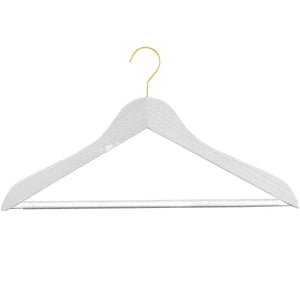 Metropolis Series - Beech Wooden Hanger/Bodyform Hanger with Pant Bar, Model 45RSF, White