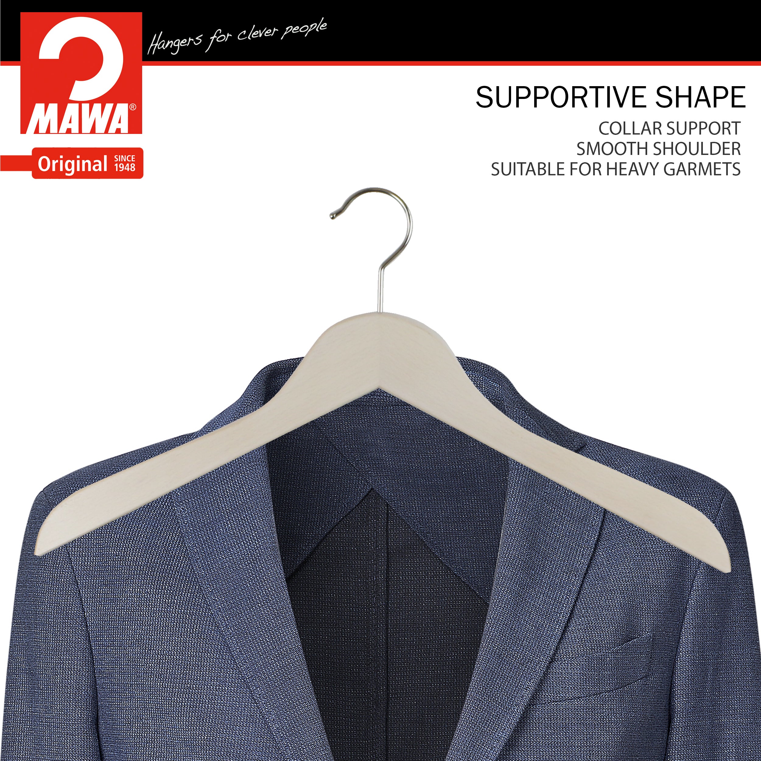 Nordic Pure Series - Beech Wood Hanger, Model Business45