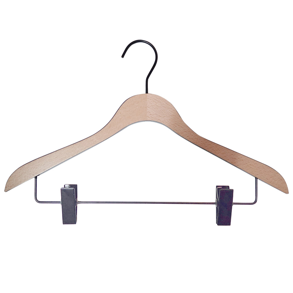 Loft Series, Bi-Color Wooden Hanger, Pant & Skirt Hanger with clips, Model Comfort 44CH-K