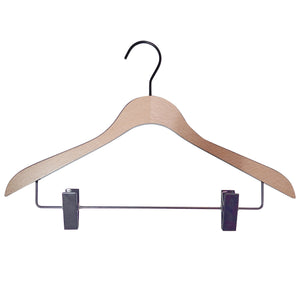 Loft Series, Bi-Color Wooden Hanger, Pant & Skirt Hanger with clips, Model Comfort 44CH-K