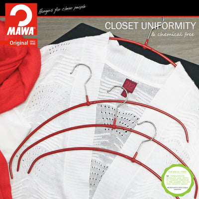 Euro Space-Saving Shirt & Dress Hanger, Narrow, 36-PT, Red