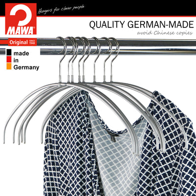 Euro Space-Saving Shirt & Dress Hanger, Narrow, 36PT, Silver