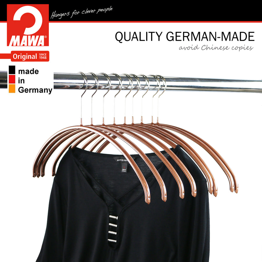 Euro Shirt, Sweater, Steel Non-Slip Clothing Hanger, Narrow Width, Model 36-P, Copper