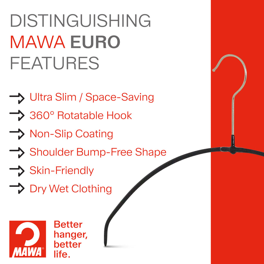 Euro Space-Saving Shirt & Dress Hanger, 40PT, White