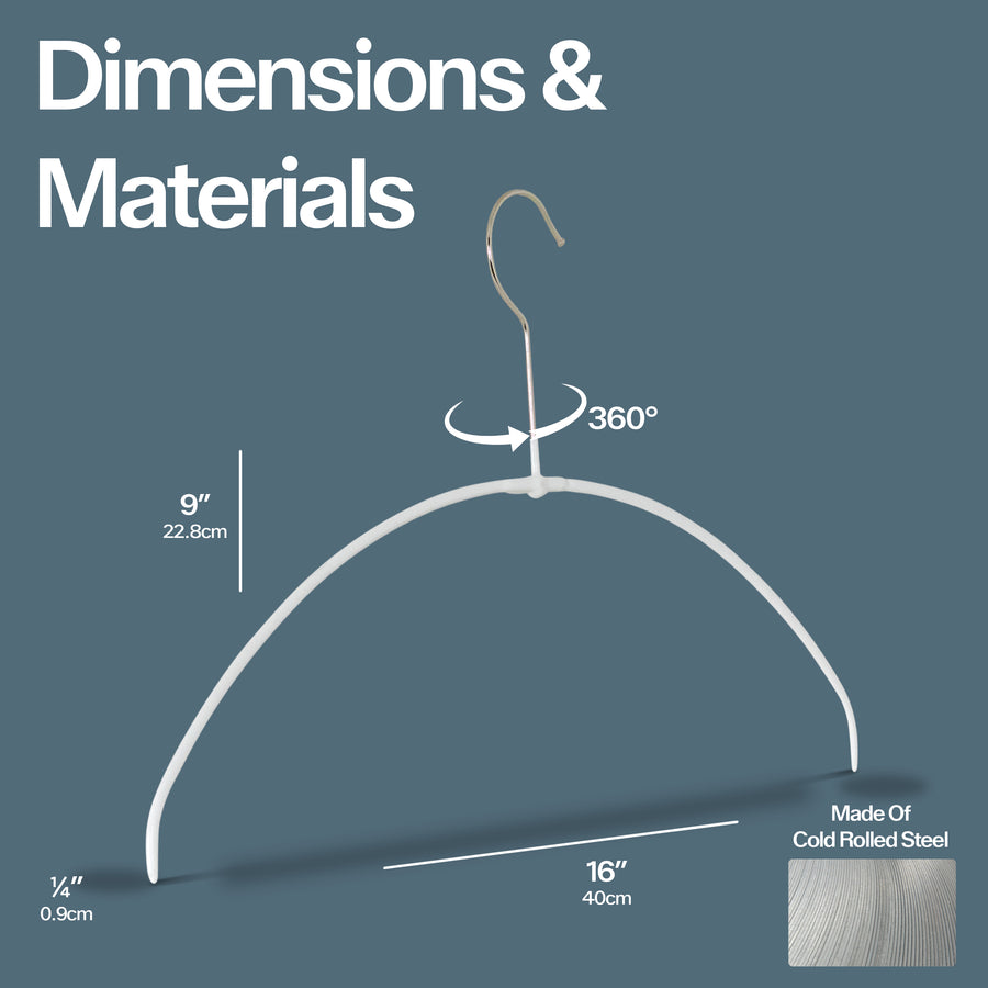 Euro Space-Saving Shirt & Dress Hanger, 40PT, Silver