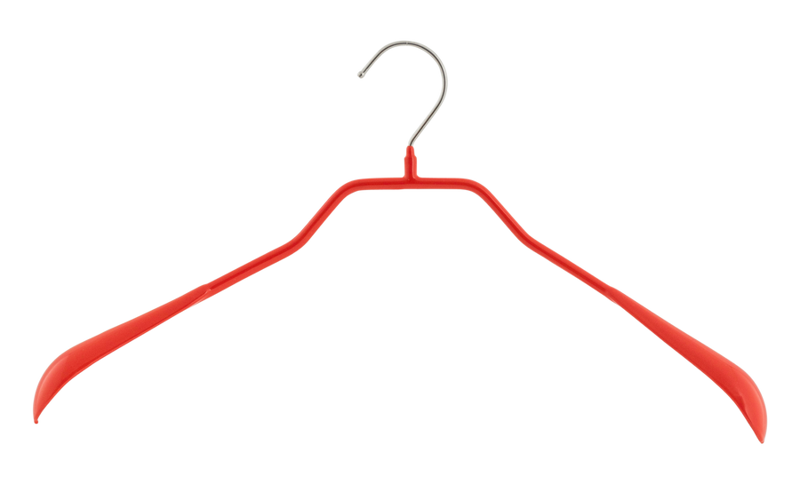 BodyForm Series- Steel Coated Hanger, Wide Shoulder Support, Model 42-L, Red