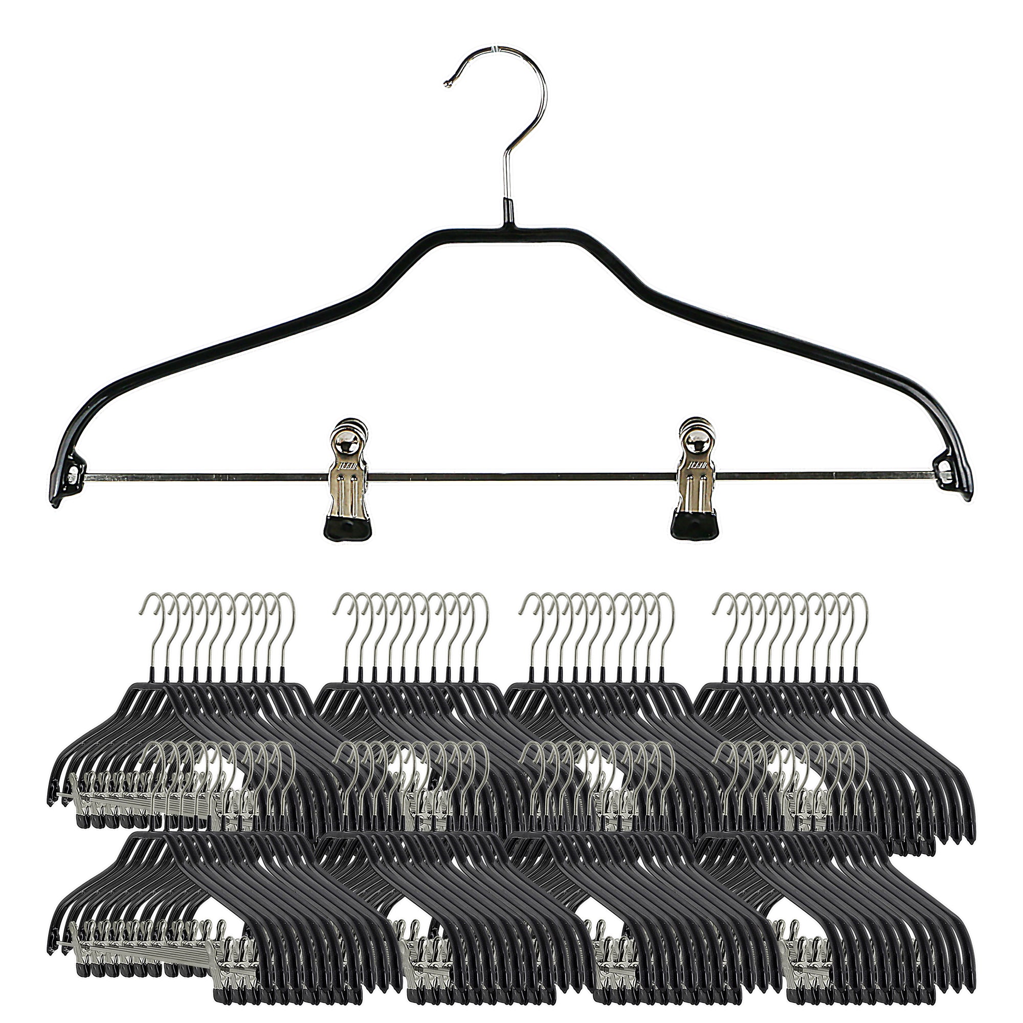 Pant & Skirt Hanger with Grip Coated Extra Large Clips, K-40DG