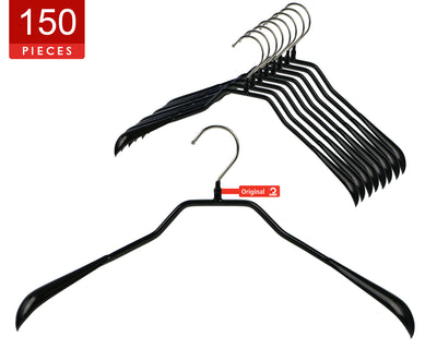 BodyForm Series- Steel Coated Hanger, Wide Shoulder Support, Model 42-L, Black