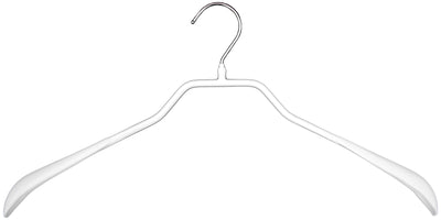 BodyForm Series- Steel Coated Hanger, Wide Shoulder Support, Model 42-L, White