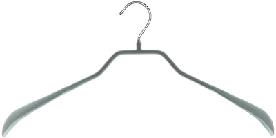 BodyForm Series- Steel Coated Hanger, Wide Shoulder Support, Model 42-L, Silver