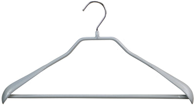 BodyForm Series- Steel Hanger Wide Shoulder Support & Pant Bar, Model 42-LS, Silver