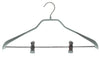 BodyForm Series -  Steel Coated Hanger with Shoulder Support & Adjustable Clips, Model 42-LK, Silver