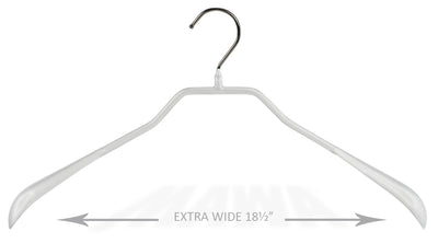 BodyForm Series- Steel Coated Hanger, Wide Shoulder Support, Wide Width, Model 46-L, White