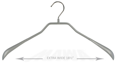 BodyForm Series- Steel Coated Hanger, Wide Shoulder Support, Wide Width, Model 46-L, Silver