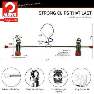 Pant, Skirt Hanger with Grip Coated Clips, K30D, Copper
