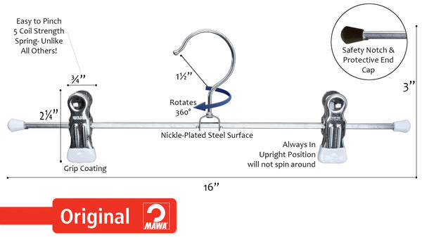 Pant, Skirt Hanger with Grip Coated Clips, K40D, White
