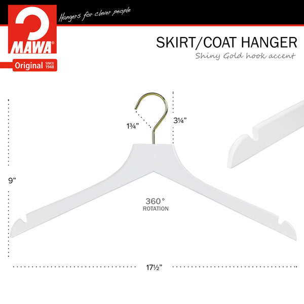 Metropolis Series, Bodyform Shirt with Shoulder Notches Hanger, Profi 45RE, White, Gold Hook