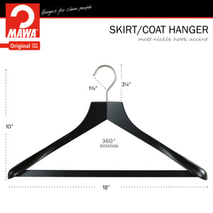 Metropolis Series, Bodyform Wide Shoulder Coat Hanger with Pant Bar, Profi 45/SV/HRS, Black, Silver Hook