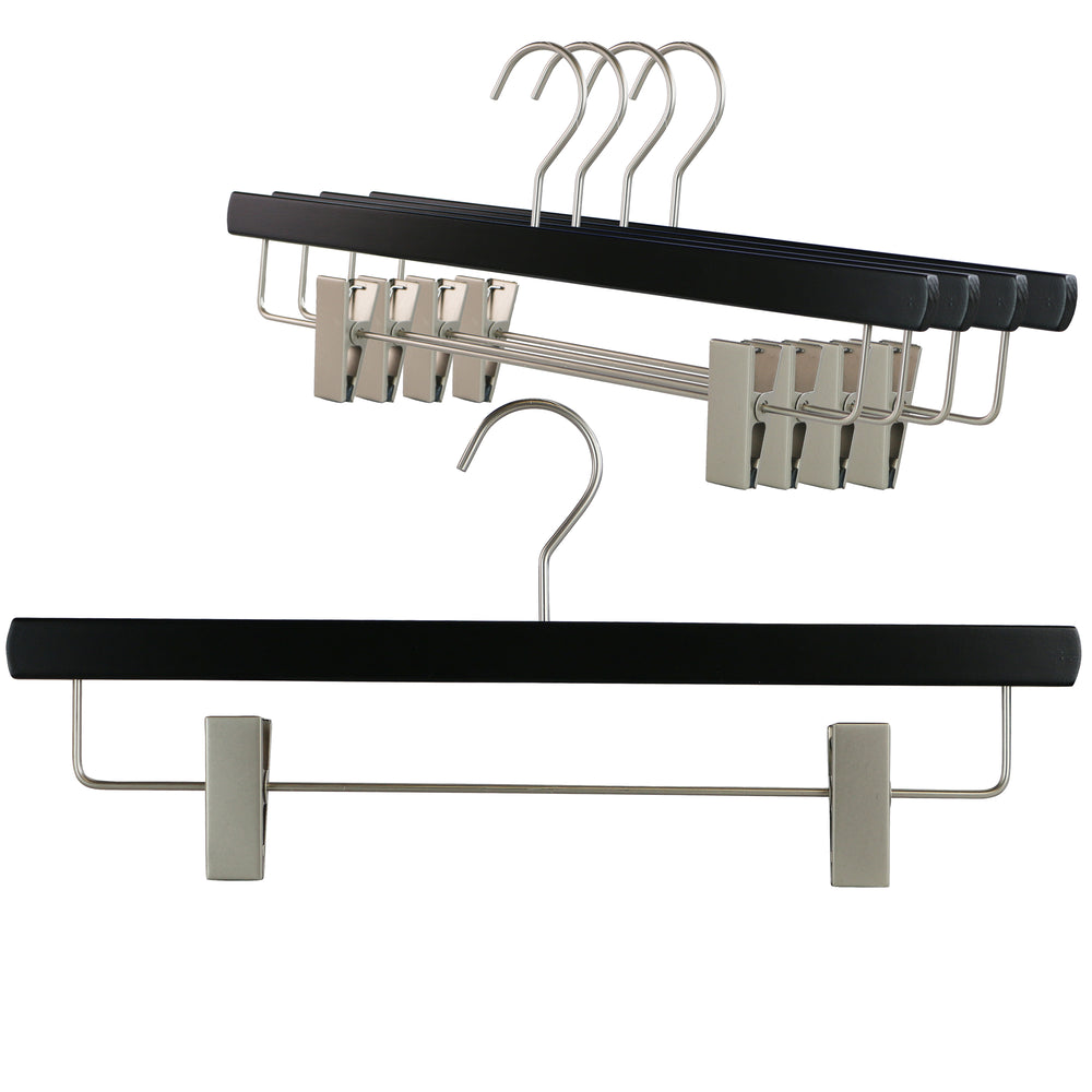 Metropolis Series, Pant & Skirt Hanger with Adjustable Clips, Trend 40D, Black, Silver Hook
