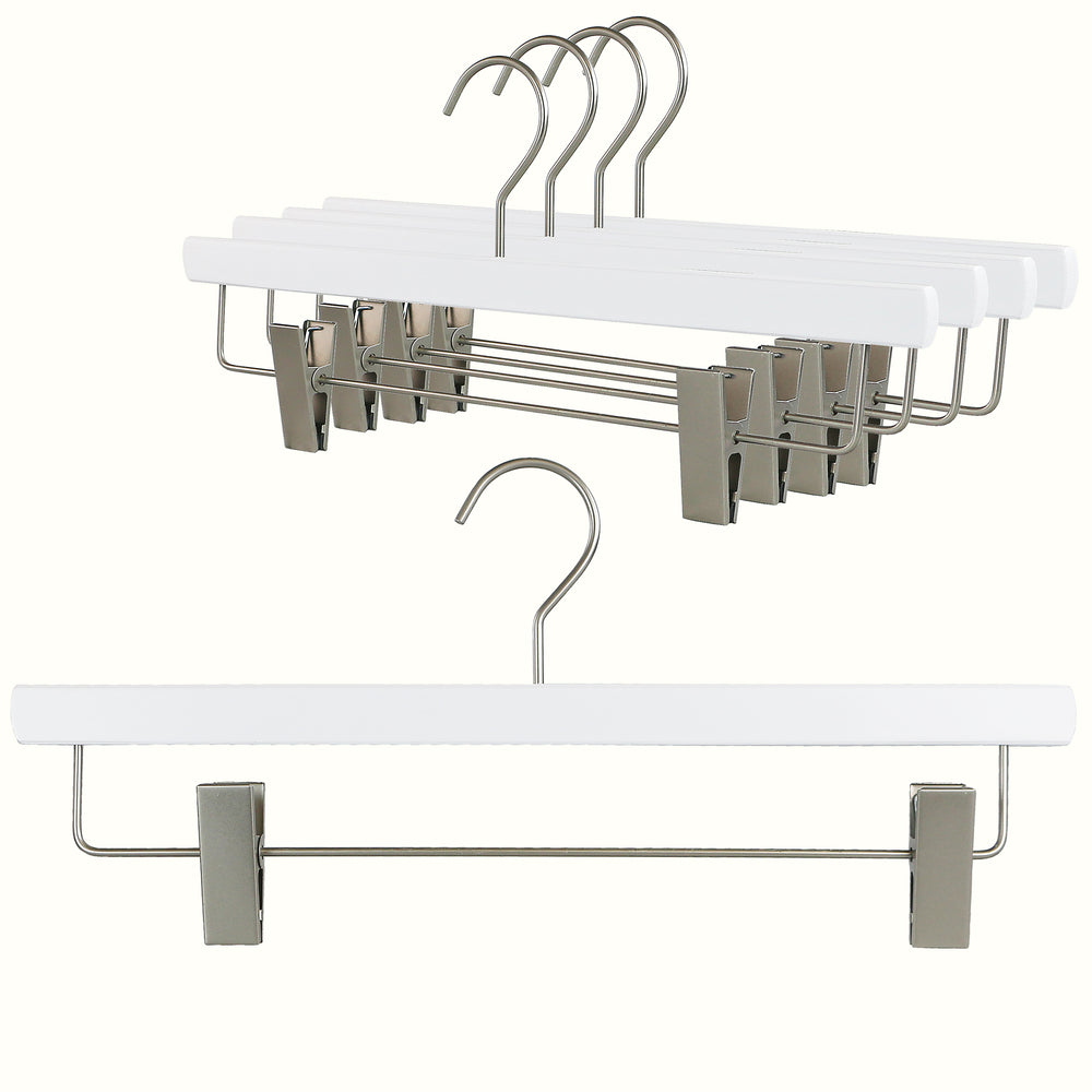 Metropolis Series, Pant & Skirt Hanger with Adjustable Clips, Trend 40D, White, Silver Hook