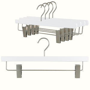 Metropolis Series, Pant & Skirt Hanger with Adjustable Clips, Trend 40D, White, Silver Hook