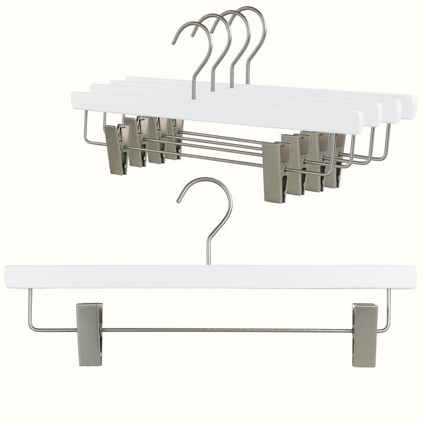 Metropolis Series, Pant & Skirt Hanger with Adjustable Clips, Trend 40D, White, Silver Hook