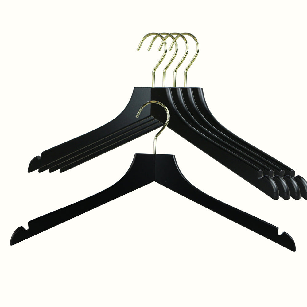 Metropolis Series, Bodyform Shirt with Shoulder Notches Hanger, Profi 45RE, Black, Gold Hook