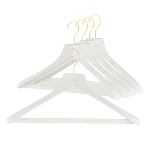 Metropolis Series, Bodyform Wide Shoulder Coat Hanger with Pant Bar, Profi 45SV/HRS, White, Gold Hook