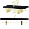 Metropolis Series, Pant & Skirt Hanger with Adjustable Clips, Trend 40D, Black, Gold Hook