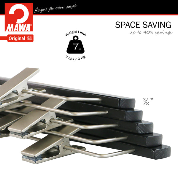 Metropolis Series, Pant & Skirt Hanger with Adjustable Clips, Trend 40D, Black, Silver Hook