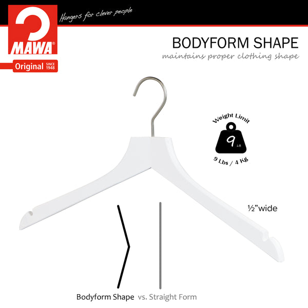 Metropolis Series, Bodyform Shirt with Shoulder Notches Hanger, Profi 45RE, White, Silver Hook