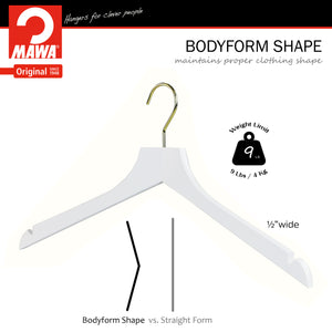 Metropolis Series, Bodyform Shirt with Shoulder Notches Hanger, Profi 45RE, White, Gold Hook