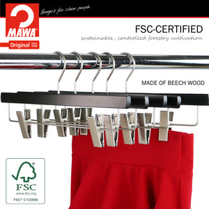 Metropolis Series, Pant & Skirt Hanger with Adjustable Clips, Trend 40D, Black, Silver Hook