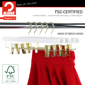Metropolis Series, Pant & Skirt Hanger with Adjustable Clips, Trend 40D, White, Gold Hook