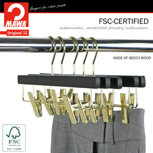 Metropolis Series, Pant & Skirt Hanger with Adjustable Clips, Trend 40D, Black, Gold Hook