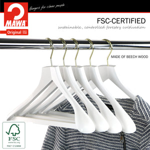 Metropolis Series, Bodyform Wide Shoulder Coat Hanger with Pant Bar, Profi 45SV/HRS, White, Gold Hook