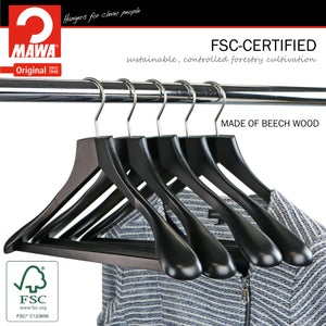 Metropolis Series, Bodyform Wide Shoulder Coat Hanger with Pant Bar, Profi 45/SV/HRS, Black, Silver Hook