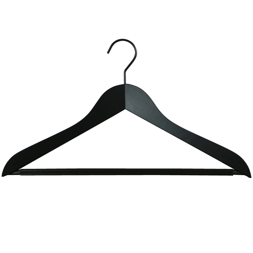 'Til Midnight Series - Beech Wooden Hanger/Bodyform Hanger with P{ant Bar, Model 45RSF, Black