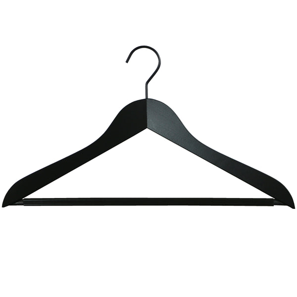 'Til Midnight Series - Beech Wooden Hanger/Bodyform Hanger with P{ant Bar, Model 45RSF, Black