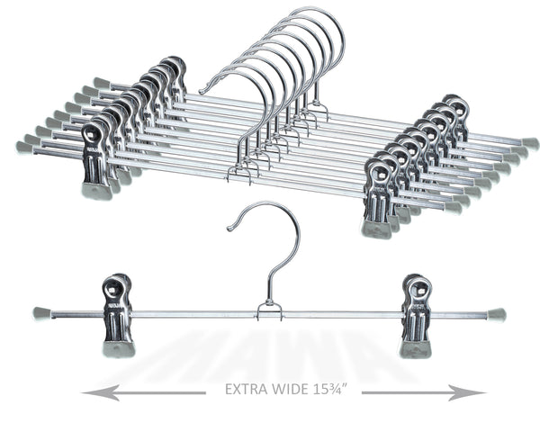 Pant, Skirt Hanger with Grip Coated Clips, K40D, Silver