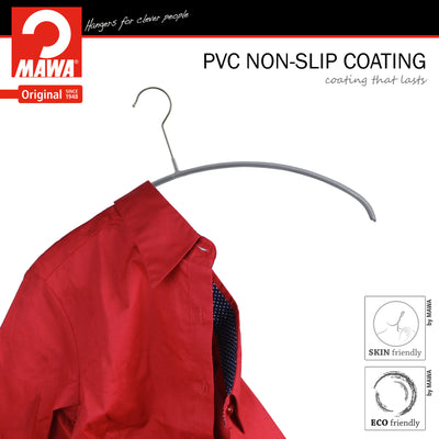 Mawa Silver Euro hanger showing Non-Slip coating that is free of harmful chemicals