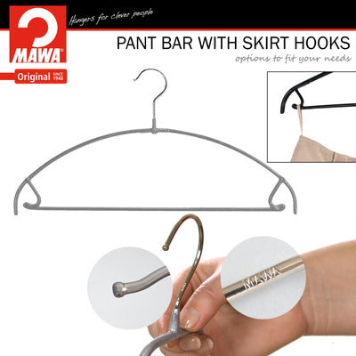 Euro Space-Saving Shirt with Pant Bar & Skirt Hook Hanger, 42-PTU, Silver