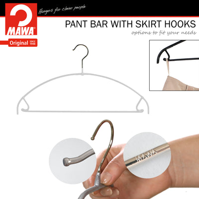 Euro Space-Saving Shirt with Pant Bar & Skirt Hook Hanger, 42-PTU, White