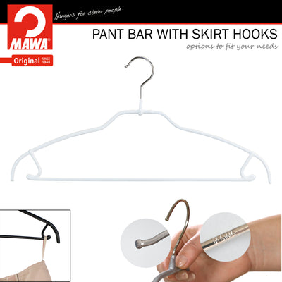 Silhouette Space-Saving Shirt with Pant Bar & Skirt Hooks, 42-FTU, White